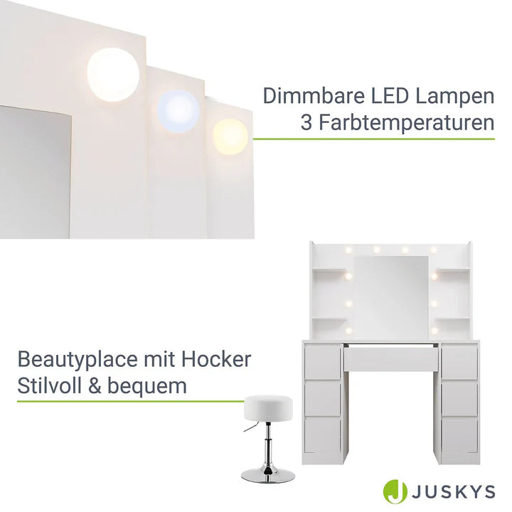 Schminktisch mit Spiegel Malia mit Hocker Tonia