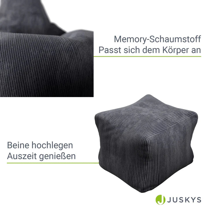 Sitzsack Chillex L mit Hocker Cord Sessel Dunkelgrau - Palo24