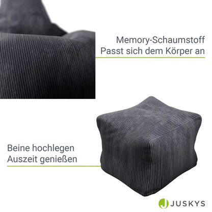 Sitzsack Chillex L mit Hocker Cord Sessel Dunkelgrau - Palo24