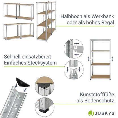 2er Set Lagerregal "Easy" 160 x 80 x 40 cm