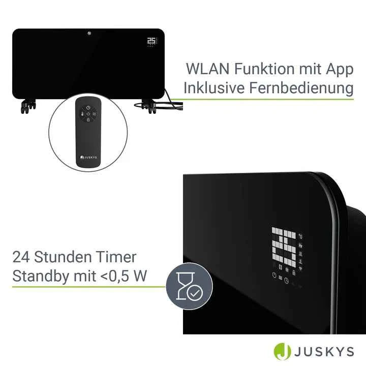 Glaskonvektor Heizung mit bis zu 2000 W