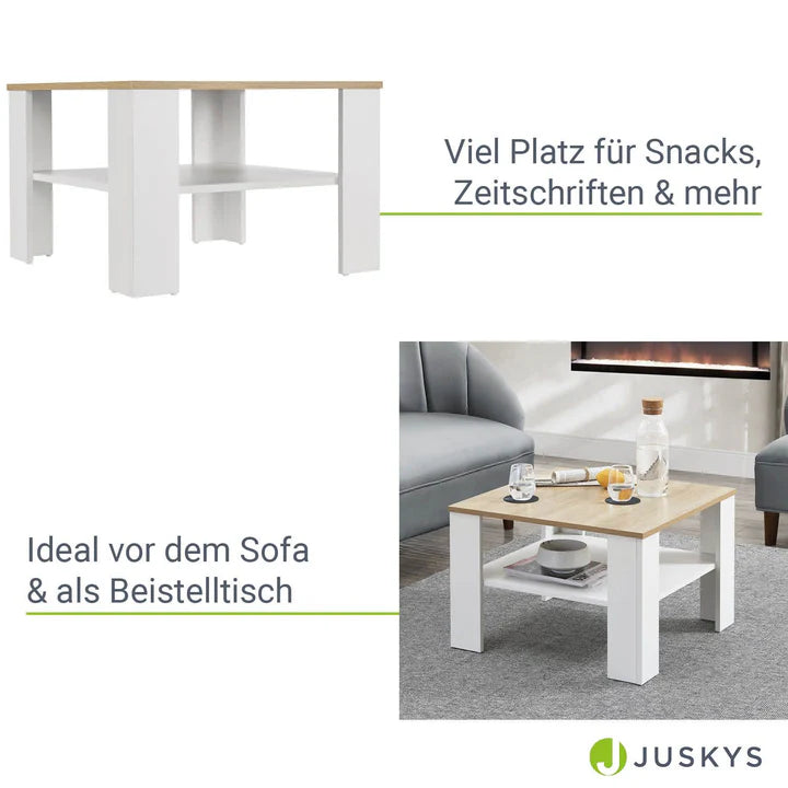 Table basse blanche aspect bois 60x60 cm