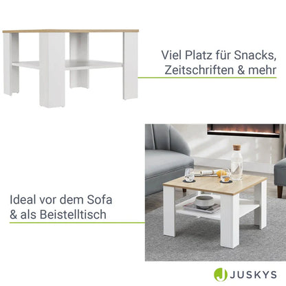 Table basse blanche aspect bois 60x60 cm