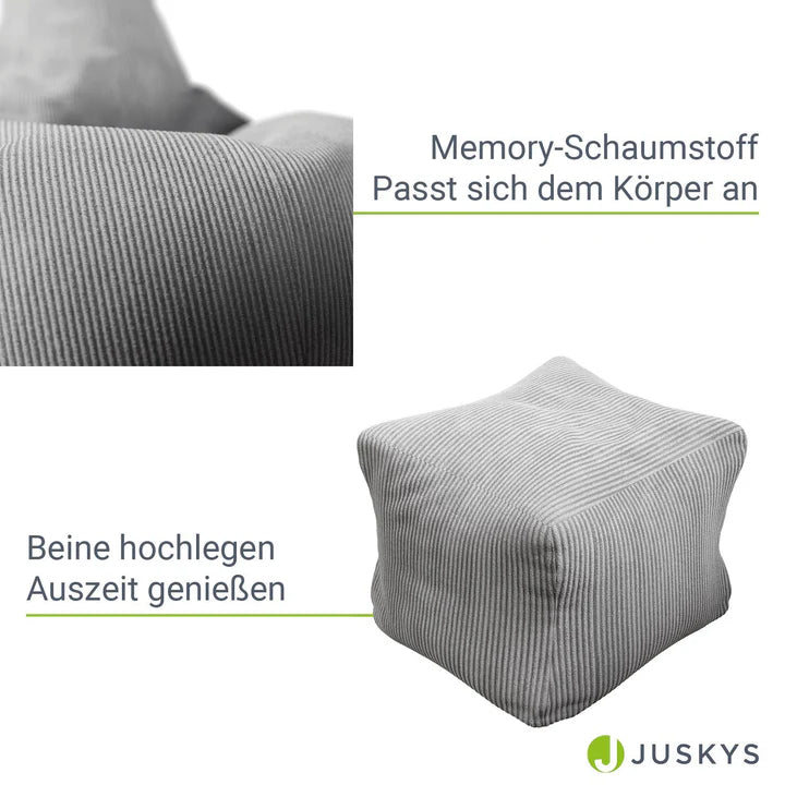 Sitzsack Chillex L mit Hocker Cord Sessel Hellgrau - Palo24