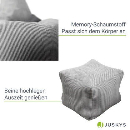 Sitzsack Chillex L mit Hocker Cord Sessel Hellgrau - Palo24