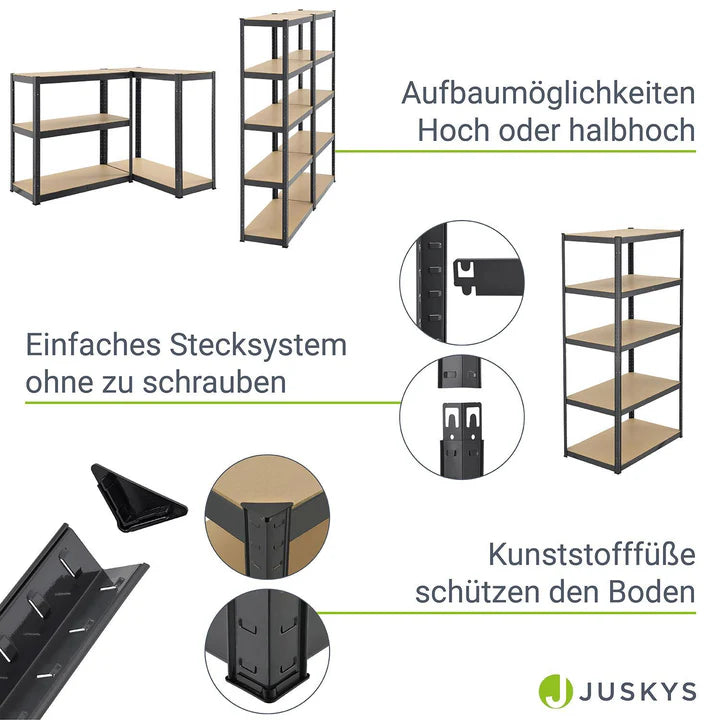 2er Set Lagerregal Basic 180 x 90 x 40 cm in Grau