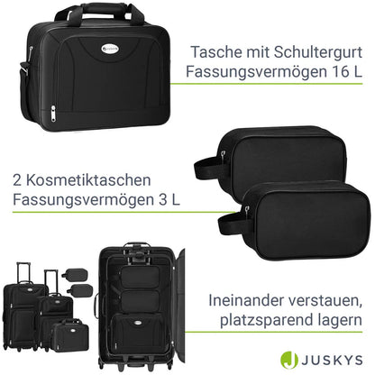 Set valigie trolley Athen - Nero Set da 5 pezzi con 2 trolley, borse a tracolla e 2 beauty case