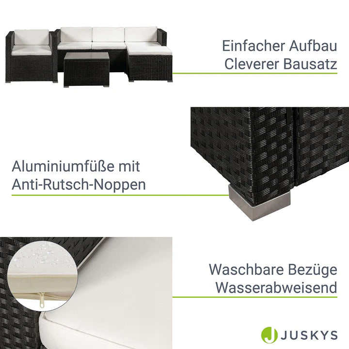 Salon de jardin 4 pièces en polyrotin Punta Cana L noir