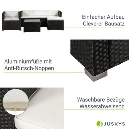Salon de jardin 4 pièces en polyrotin Punta Cana L noir