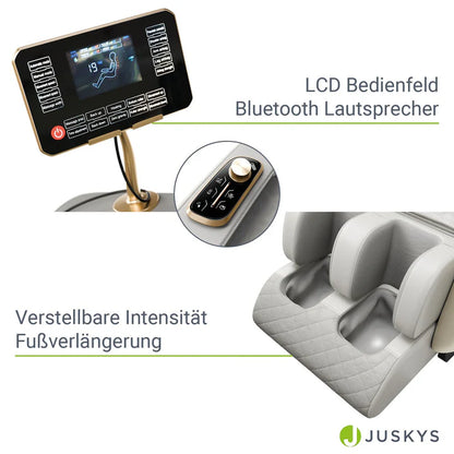Massagesessel Naxos Bluetooth & Heizung Weiss Hellgrau