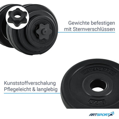 Set di manubri da 2 pezzi da 30 kg con 16 dischi