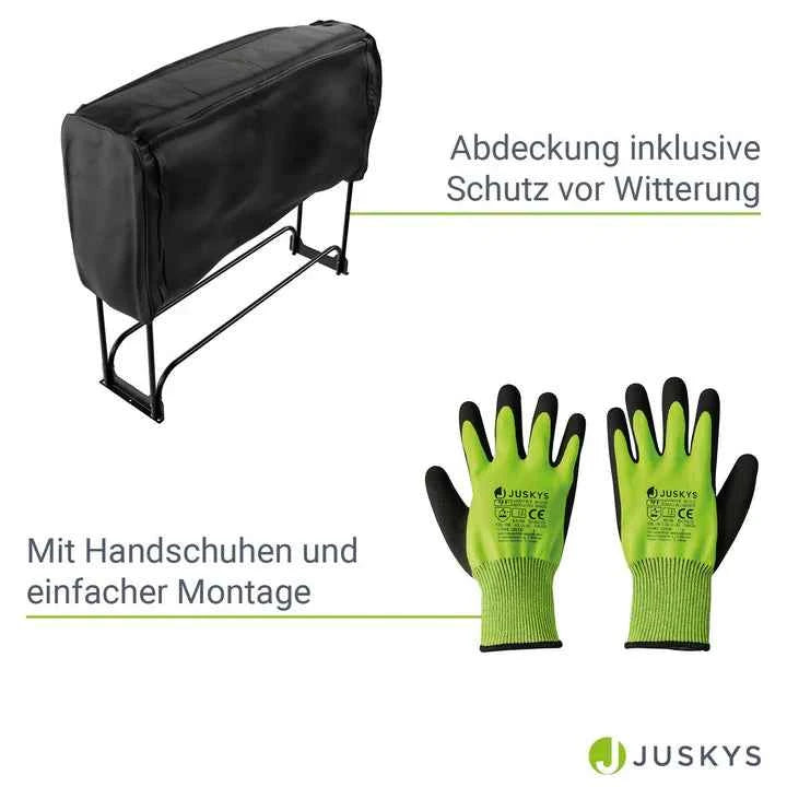 Kaminholzregal aussen mit Abdeckung Grösse M Schwarz