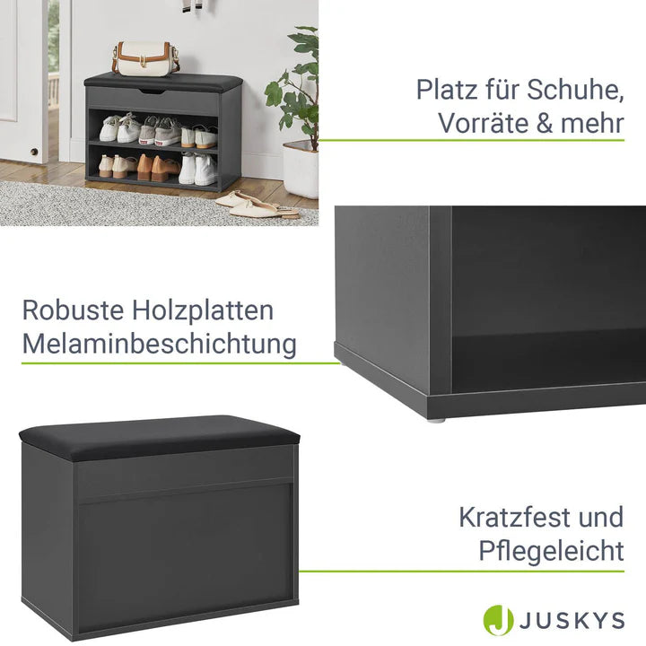 Schuhregal 60x30x44 cm Grau / Schwarz