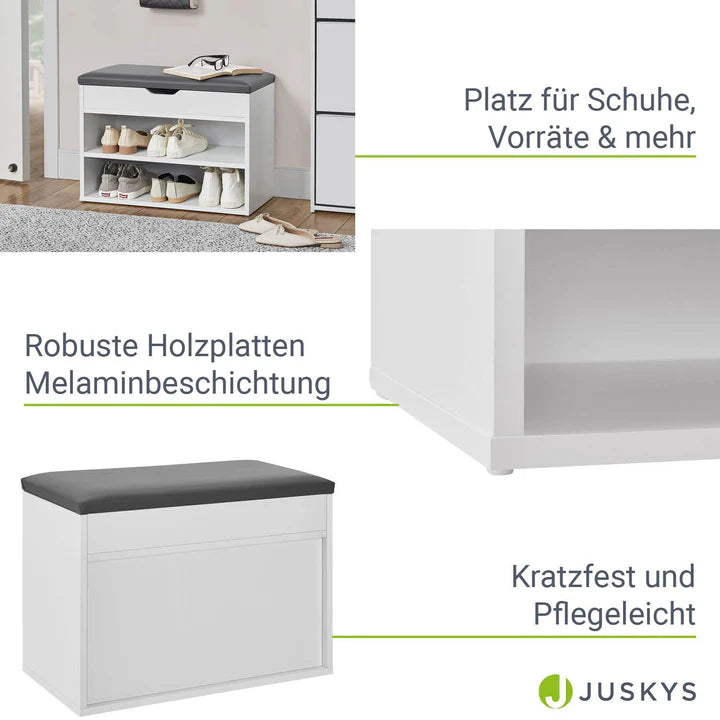 Schuhregal 60x30x44 cm Weiss / Grau