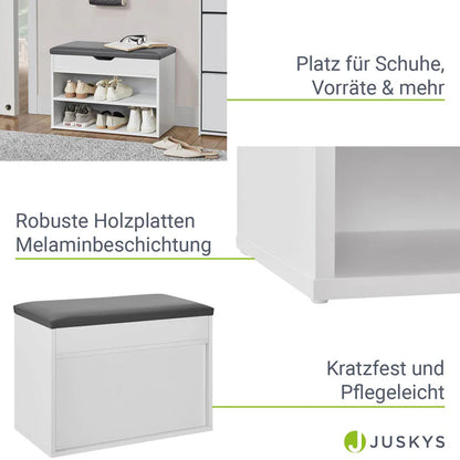 Schuhregal 60x30x44 cm Weiss / Grau