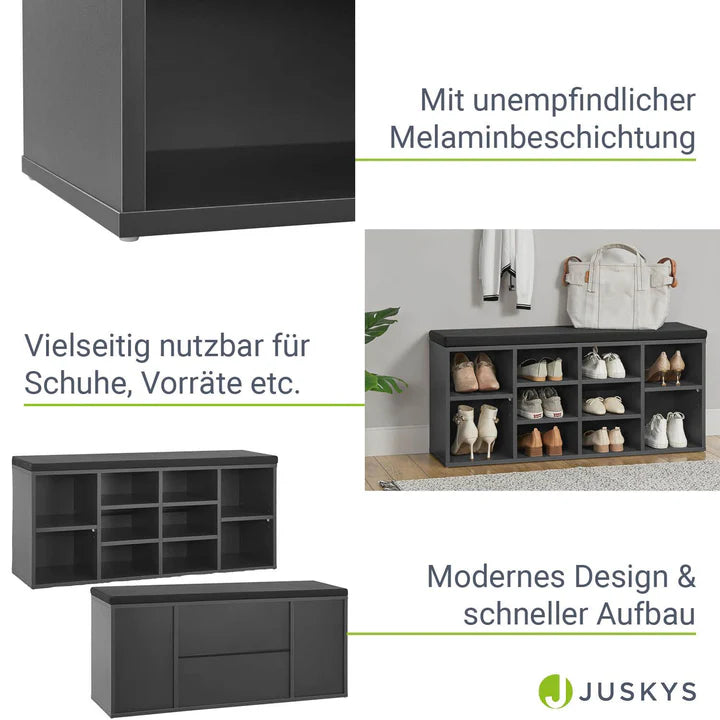 Étagère à chaussures 104x30x48 cm gris foncé