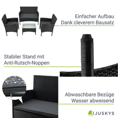 Groupe de sièges en polyrotin Fort Myers housses noires et gris foncé