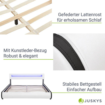 Lit rembourré Sevilla 180 x 200 cm éclairage LED et sommier à lattes blanc