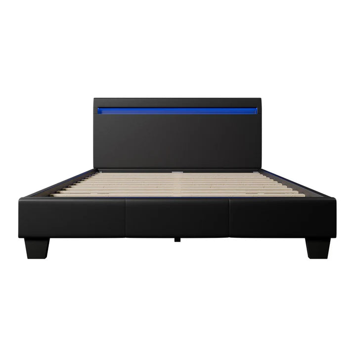 LED Polsterbett 120 x 200 cm Verona mit Lattenrost schwarz