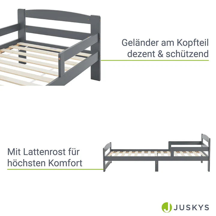 Letto per ragazzi 90 x 200 cm letto in legno Arona con rete a doghe grigio