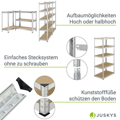 Set di 2 ripiani portaoggetti ripiani robusti "Basic" 180 x 90 x 40 cm