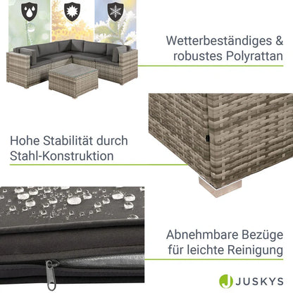 Salon en polyrotin Nassau beige-gris avec revêtements gris foncé