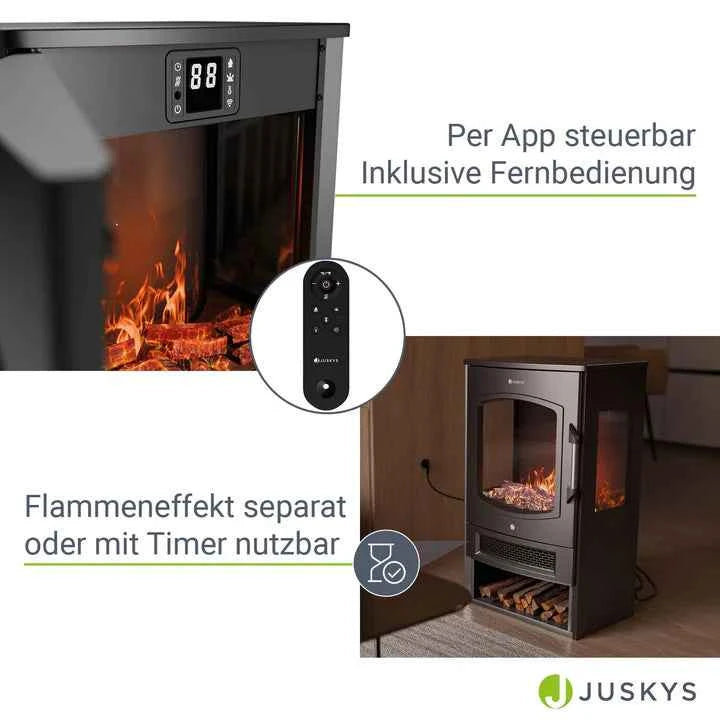 Elektrokaminofen 1800W mit Flammeneffekt mit App-Steuerung