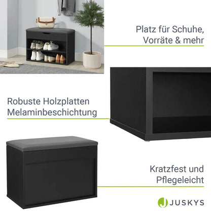 Schuhregal 60x30x44 cm Schwarz / Grau Klappdeckel