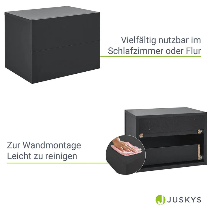 Wandschrank Nachttisch hängend Schwarz