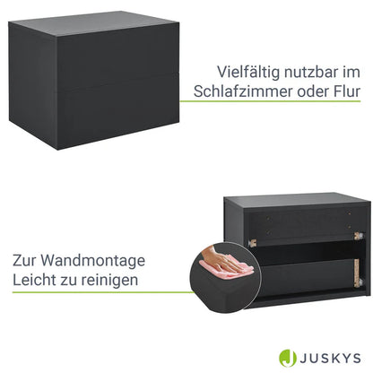 Wandschrank Nachttisch hängend Schwarz