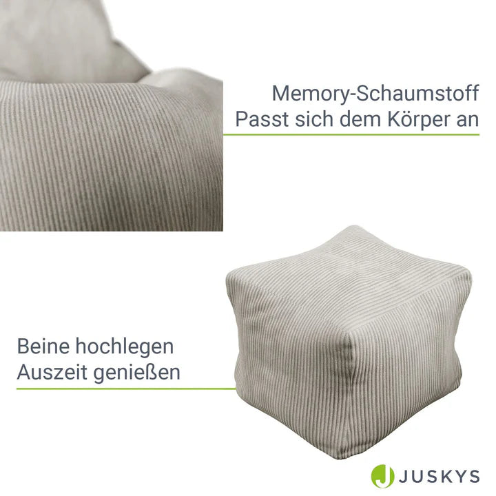 Sitzsack Chillex XL mit Hocker Cord Sessel Beige - Palo24