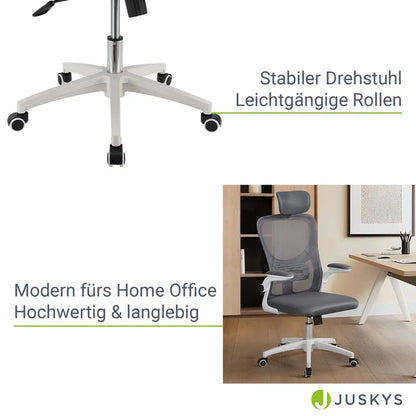 Bürostuhl Baltimore höhenverstellbar Grau Weiss - Palo24