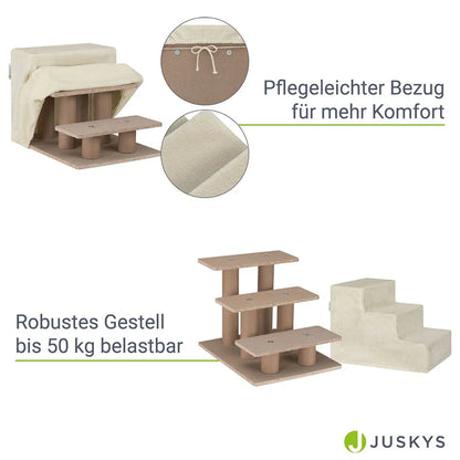Haustiertreppe Timmy in Beige 36 cm hohe Ein- und Ausstiegshilfe für Haustiere