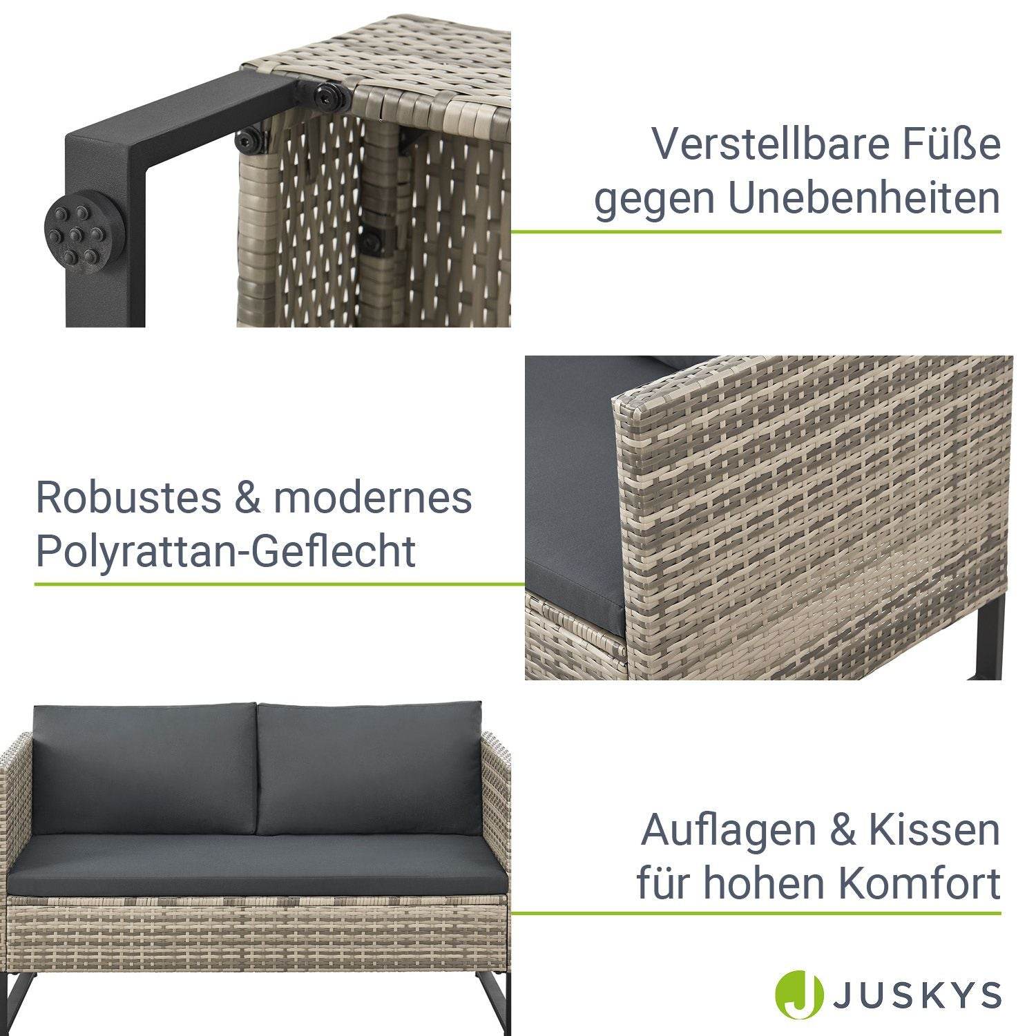 Modulare Polyrattan Lounge Santorini Grau-meliert - Palo24