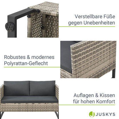 Modulare Polyrattan Lounge Santorini Grau-meliert - Palo24