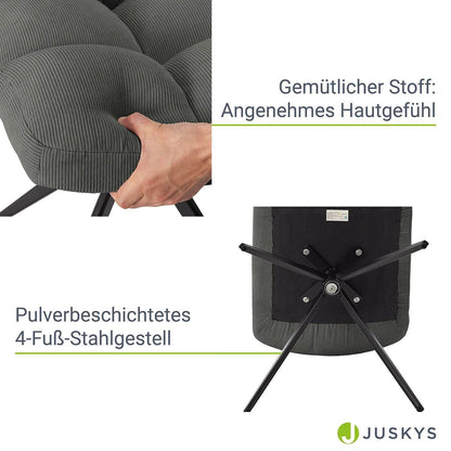 Drehstuhl Dallas Cord 2er Set - Hellgrau - Palo24