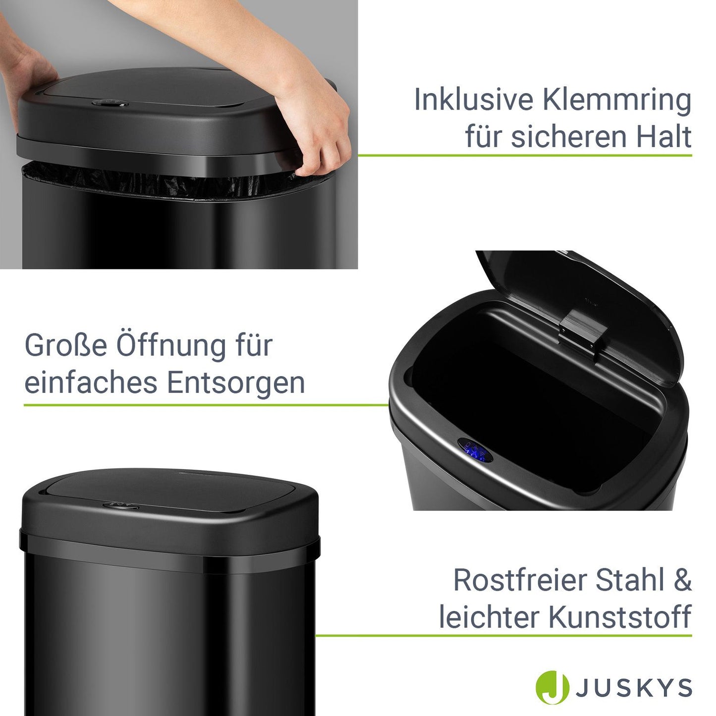 Automatischer Mülleimer mit Sensor - 50L Schwarz