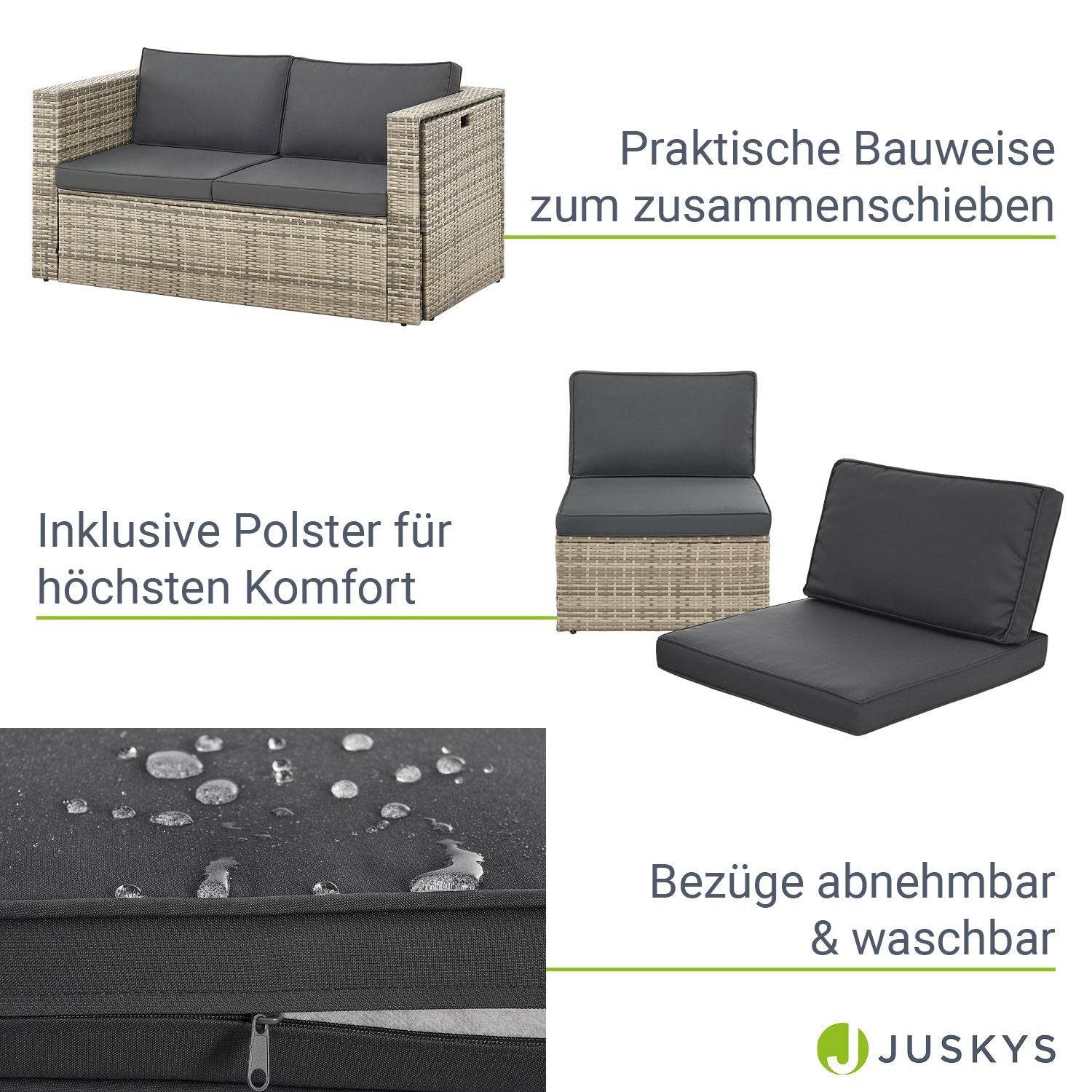 Gartenmöbel Polyrattan Lounge Salou inkl. Polster Grau - Palo24