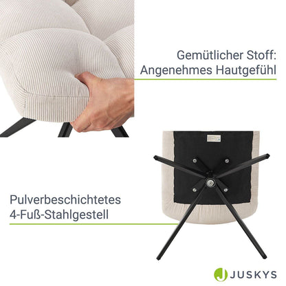 Drehstuhl Dallas 2er Set Cord Beige - Palo24