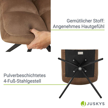 Drehstuhl Dallas 2er Set Samt Hellbraun - Palo24