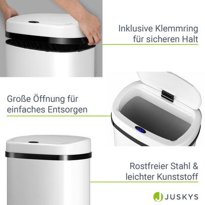 Automatischer Mülleimer mit Sensor - 50L Weiss