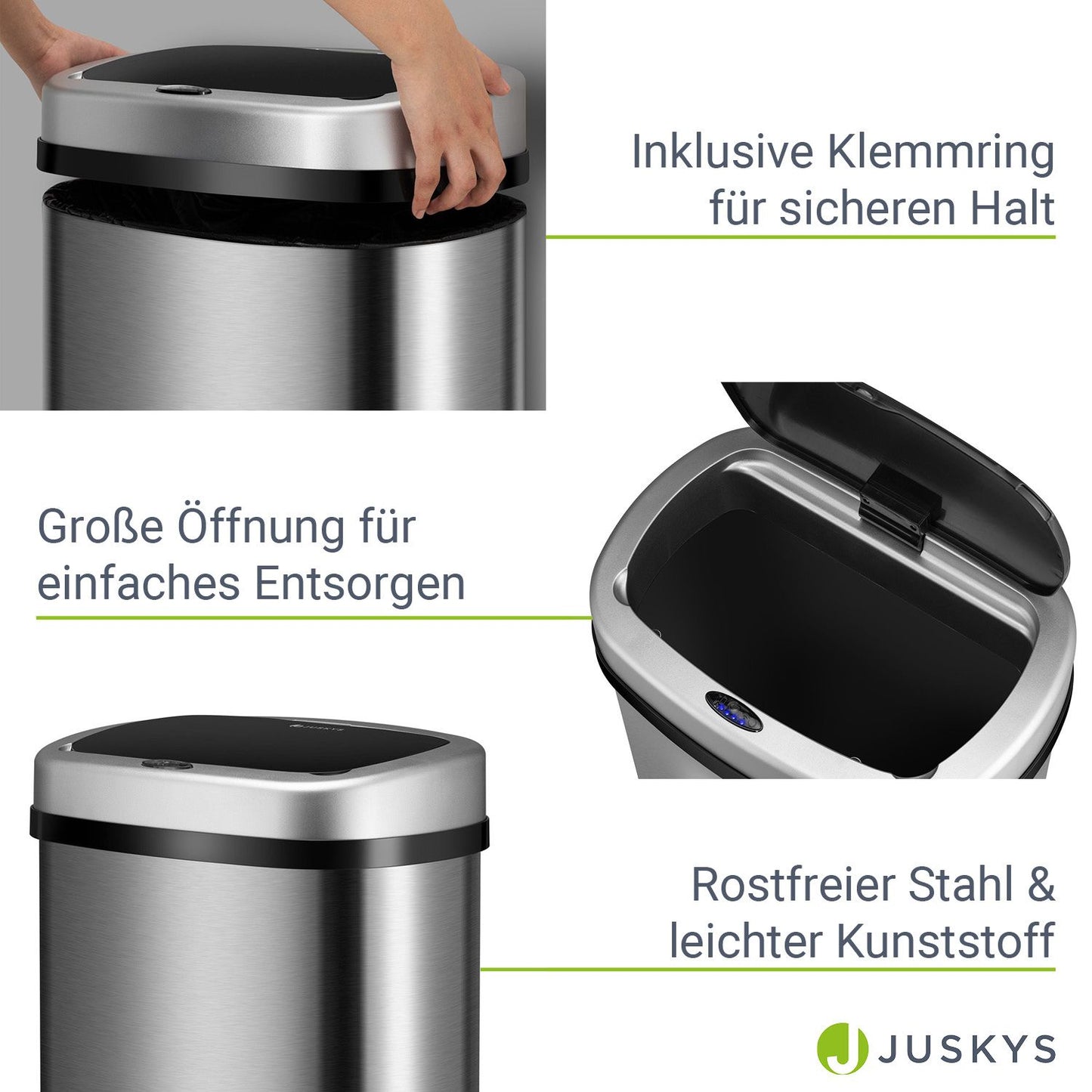 Automatischer Mülleimer mit Sensor - 50L Silber