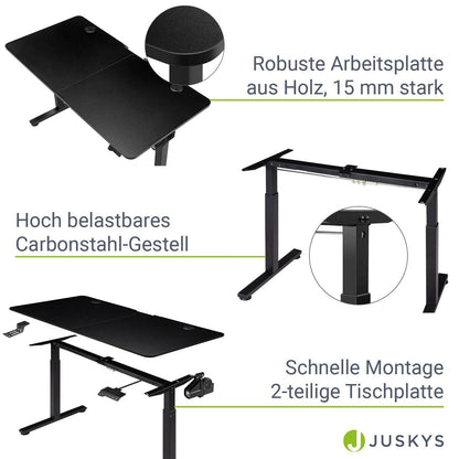 Elektrisch verstellbarer Schreibtisch 120x60 cm Schwarz - Palo24