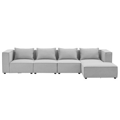 Modulares Sofa Domas XL - 4 Sitzer & Kissen - Stoff Hellgrau