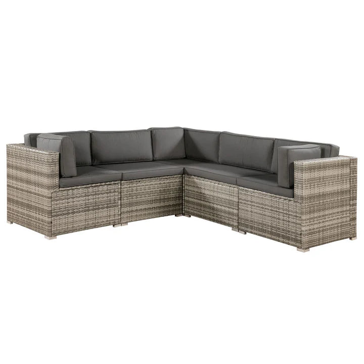 Salon en polyrotin Nassau beige-gris avec revêtements gris foncé