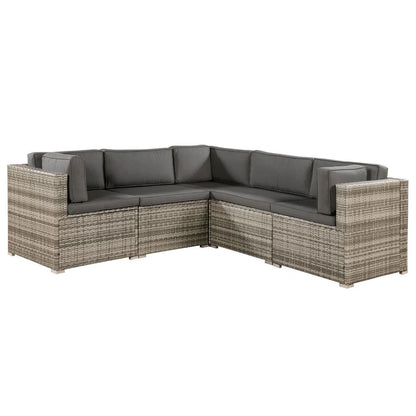 Salon en polyrotin Nassau beige-gris avec revêtements gris foncé