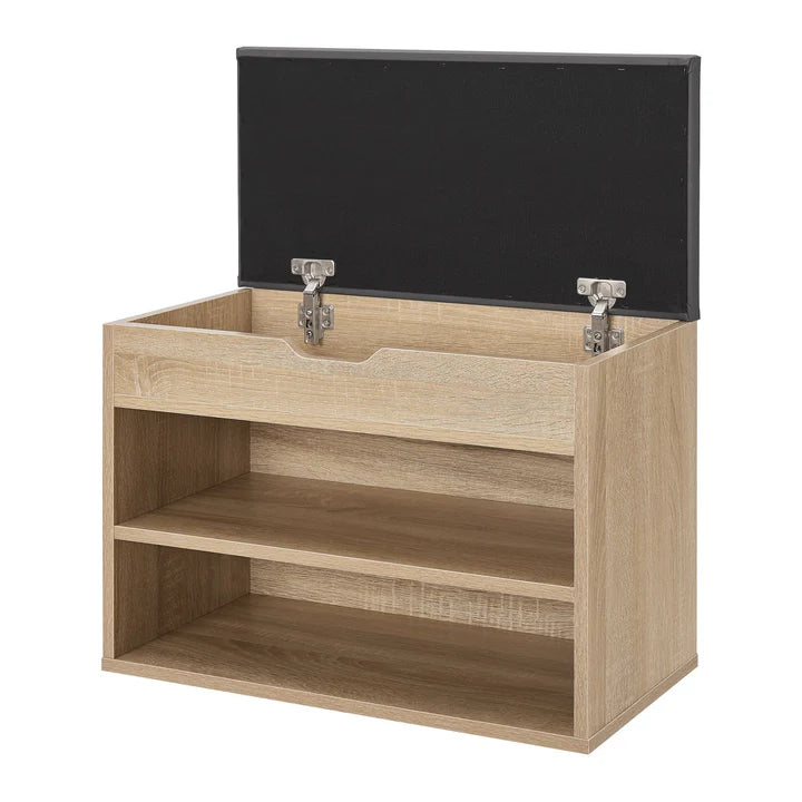 Schuhregal Holzoptik grau 60x30x44 cm mit Klappdeckel