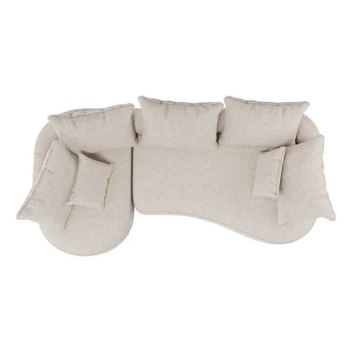 Sofa Tirano mit Ottomane & Dekokissen aus Boucléstoff Creme Links