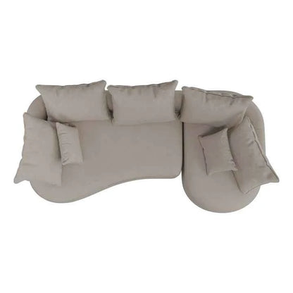 Sofa Tirano mit Ottomane & Dekokissen aus Samt Beige