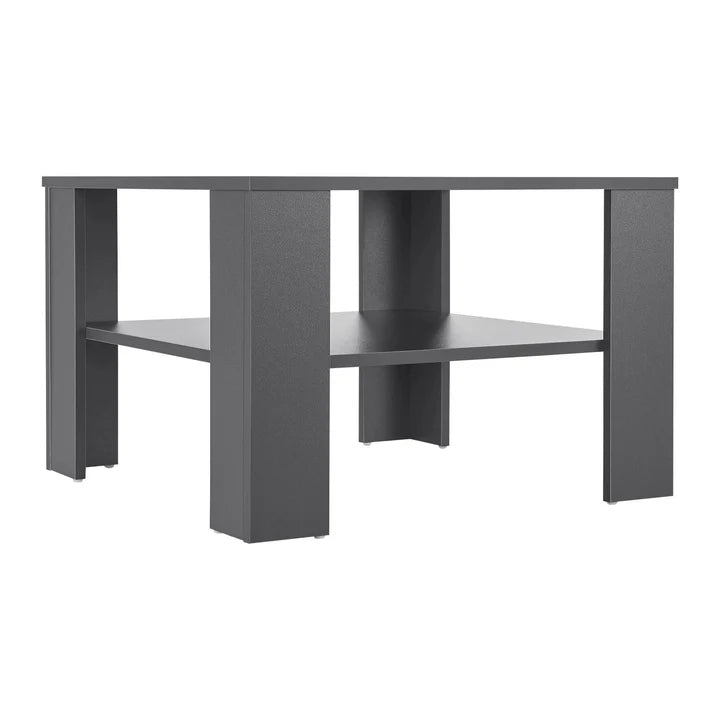 Couchtisch in Dunkelgrau 60x60 cm 2 Ebenen